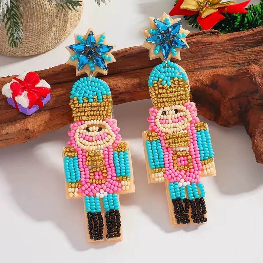 Nutcracker Christmas Blue Party Earrings